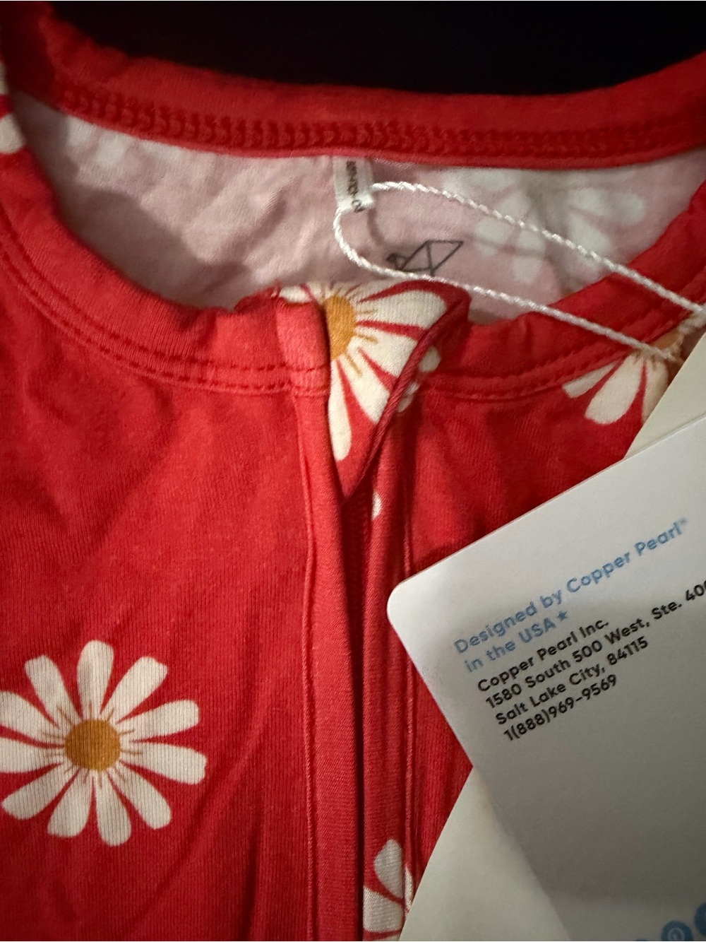 Copper Pearl Jessa Bamboo Zip Up Footie 12-18 Months Red Daisy Print - Picture 8 of 8